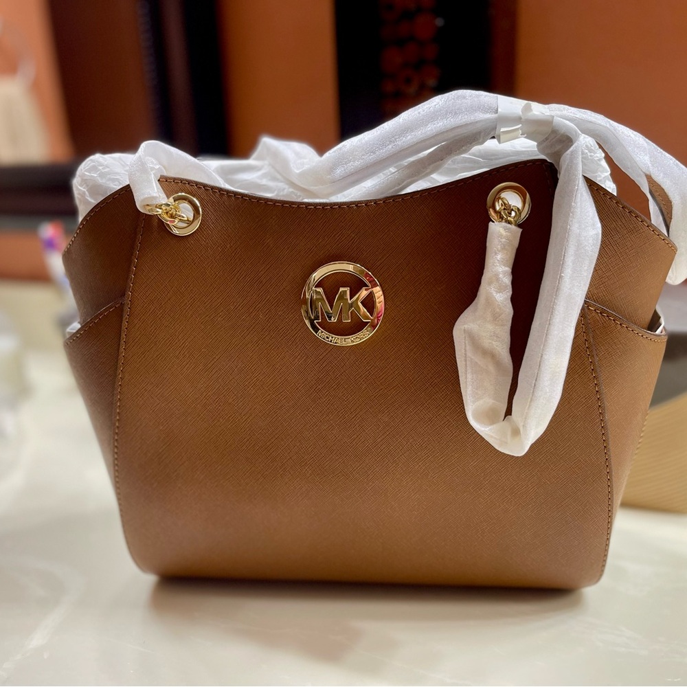 Michael Kors Tan Shoulder Bag with Gold Accents